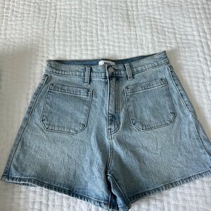 Just Black Blue Jean Shorts with Frayed Hem